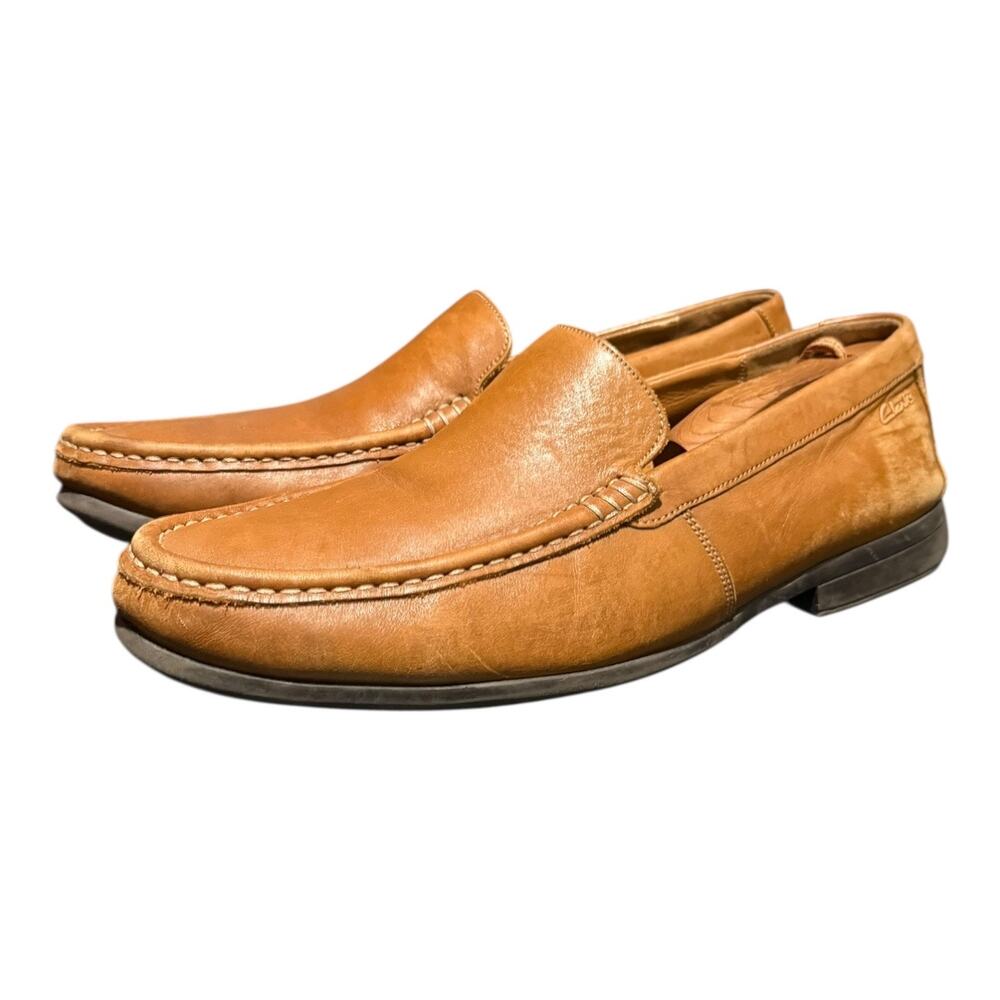 Clarks Claude Plain 26138650 Mens Brown Leather Loafers Size 10 M Casual Shoes